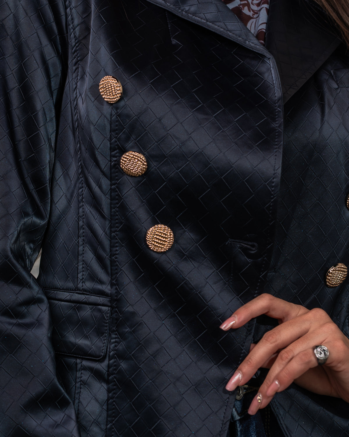 Blazer Doppiopetto in Ecopelle Nero / Blu