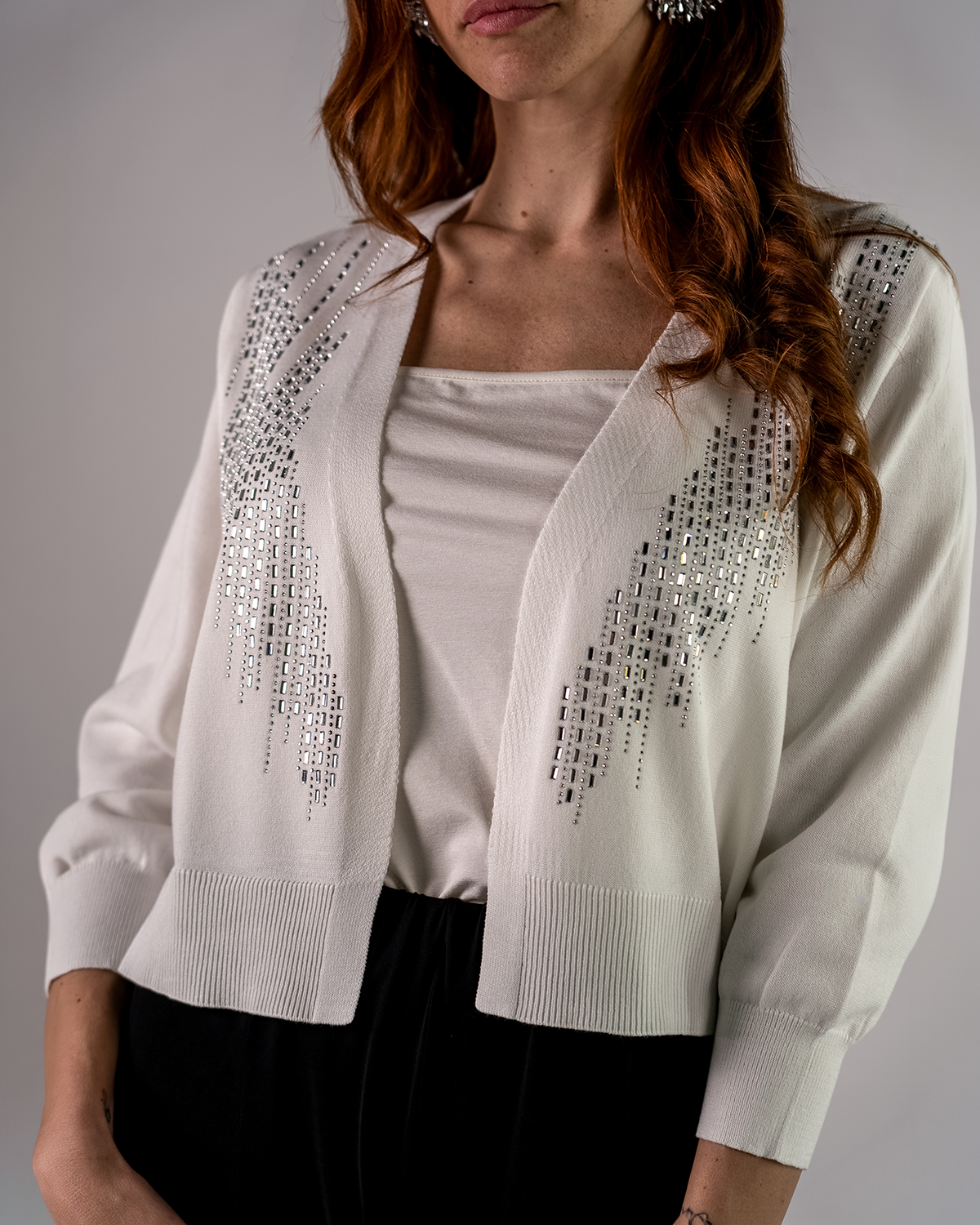 Cardigan Corto con Applicazioni