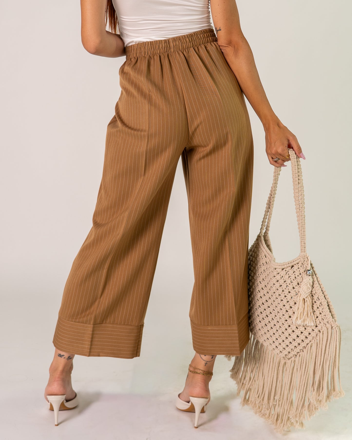 Pantaloni Palazzo Cropped Gessati