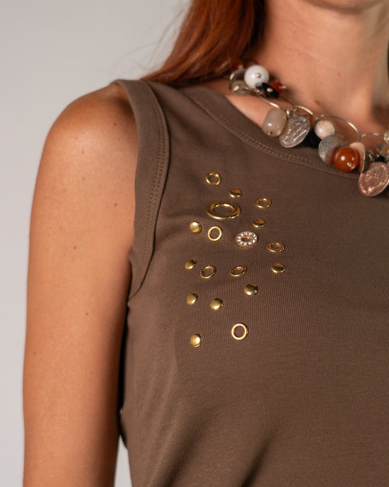 Canotta occhielli strass