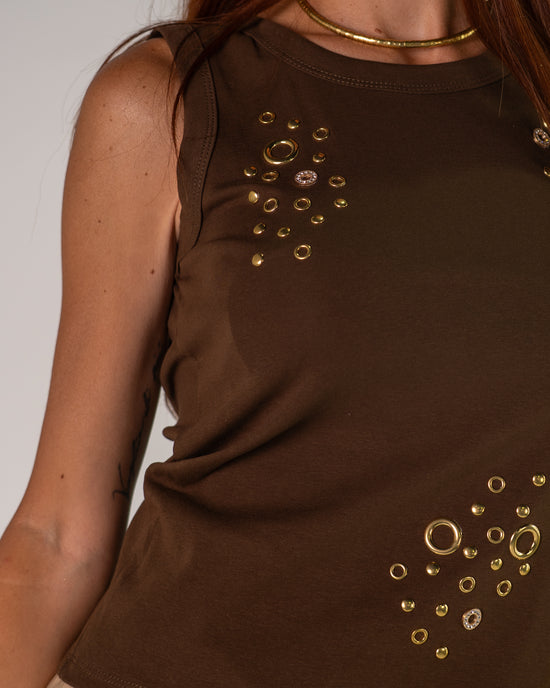 Canotta occhielli strass