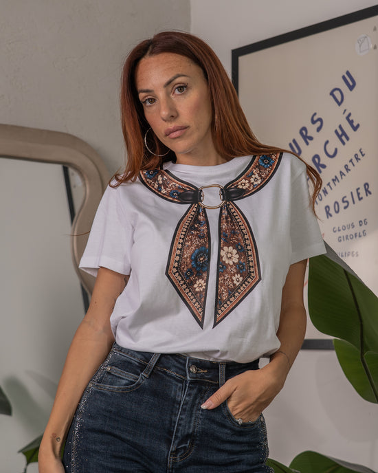T-shirt con Foulard Trompe-L'œil