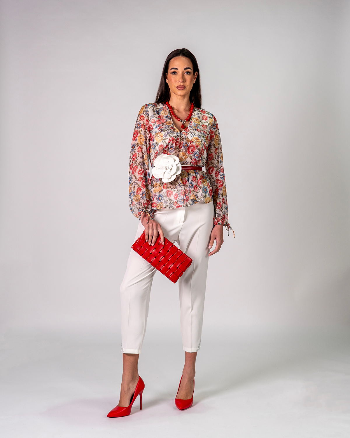 Camicia Floreale Semitrasparente