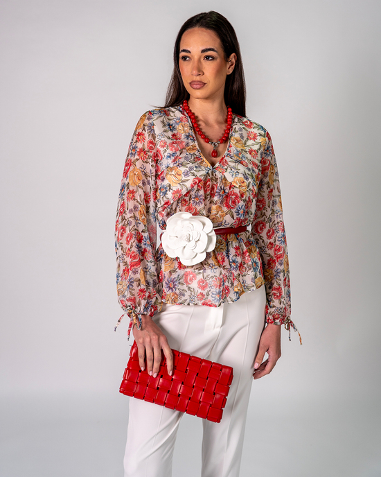 Camicia Floreale Semitrasparente