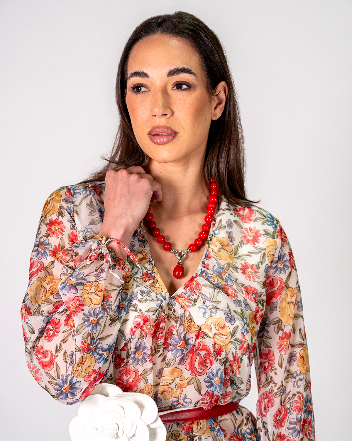 Camicia Floreale Semitrasparente
