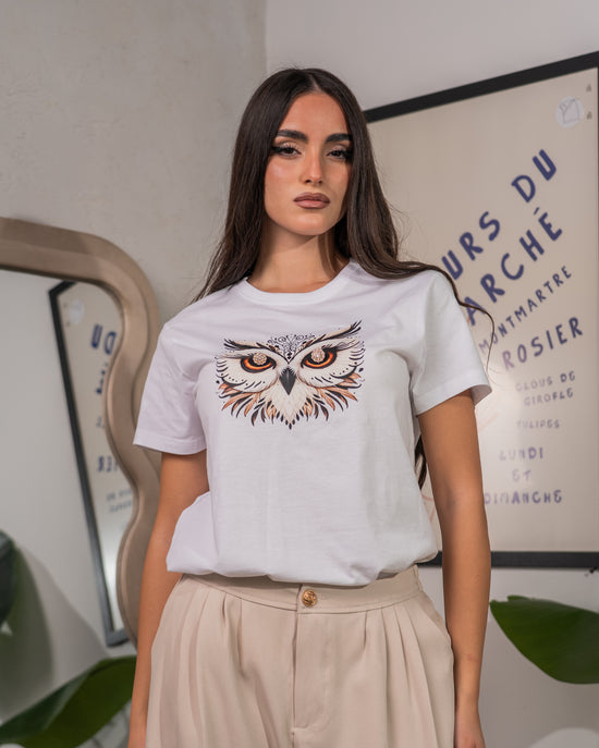 T-shirt Gufo con Gioiello