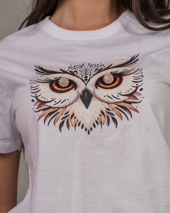 T-shirt Gufo con Gioiello