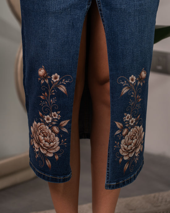 Gonna lunga di jeans con Peonie F/W