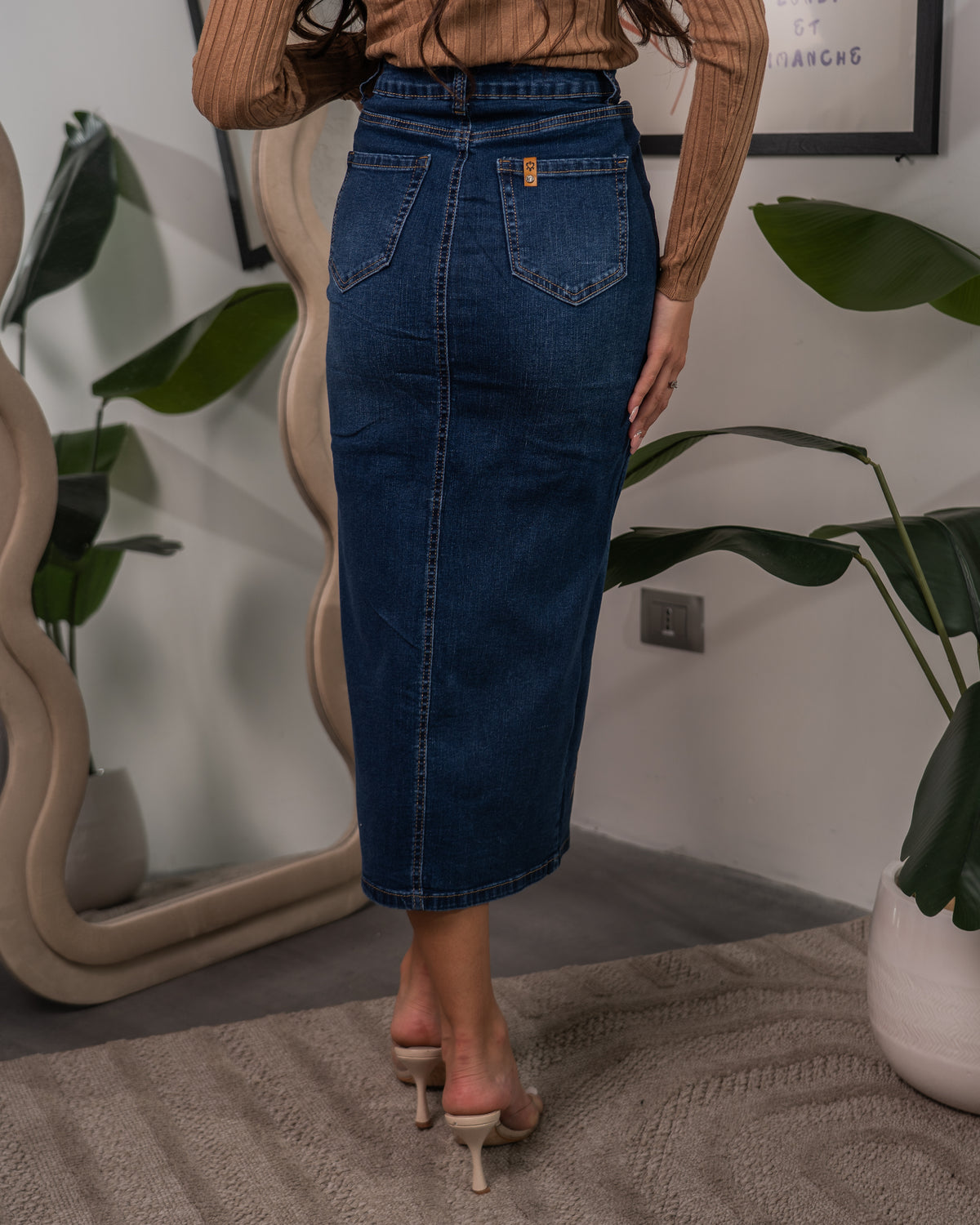 Gonna lunga di jeans con Peonie F/W