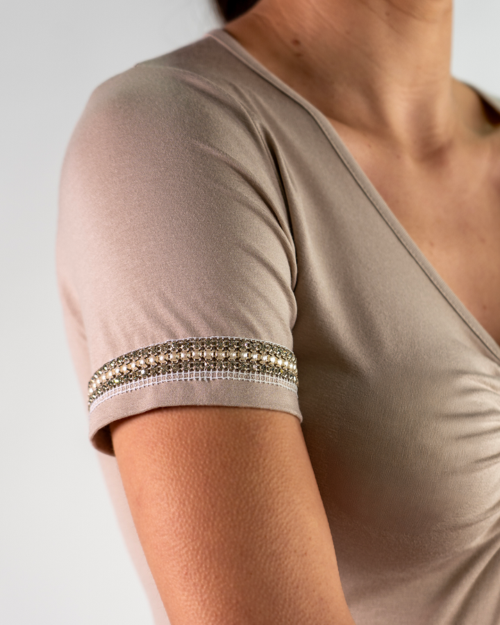 Maglia Mezza Manica Strass&Perle