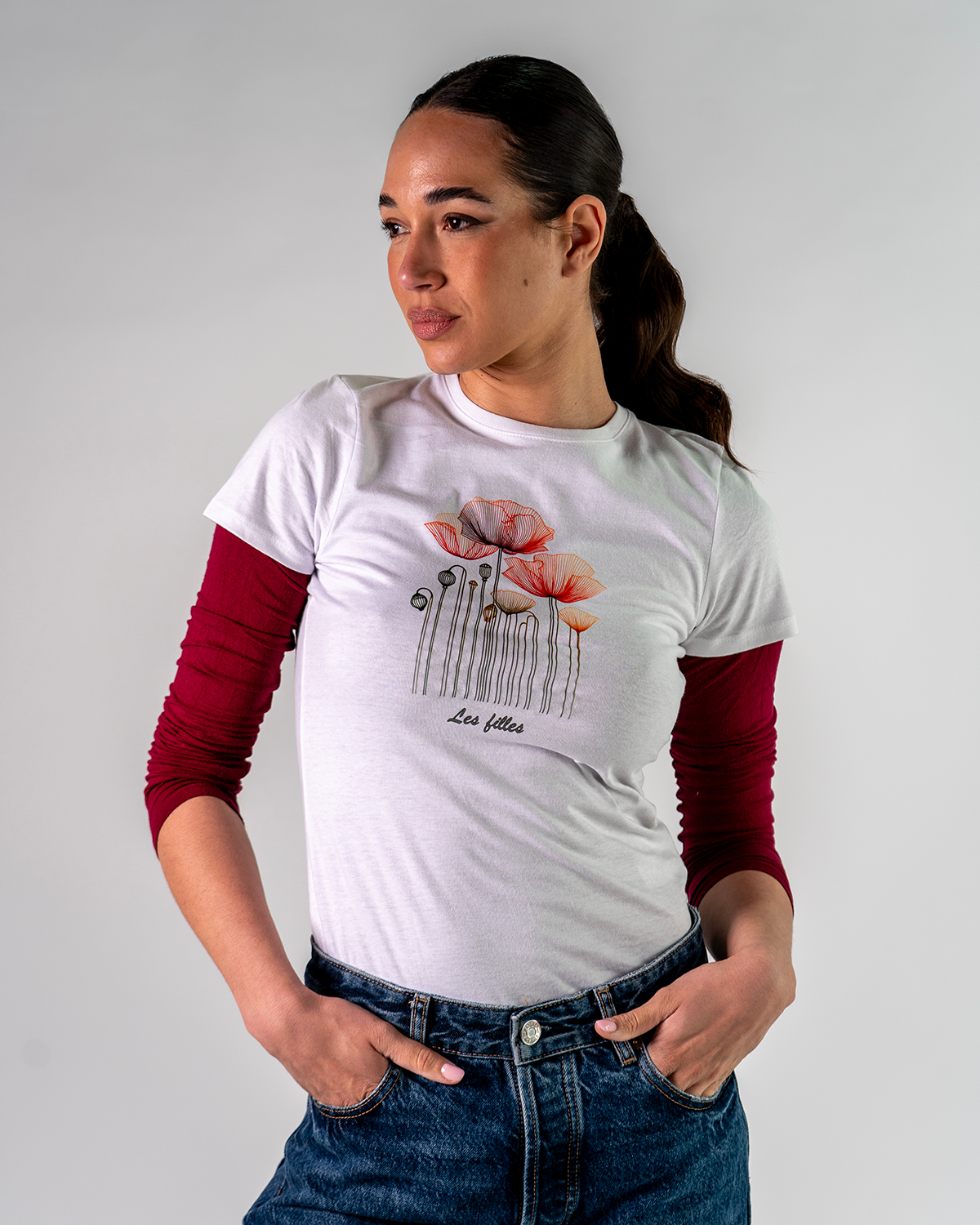 T-Shirt in Cotone Flowers