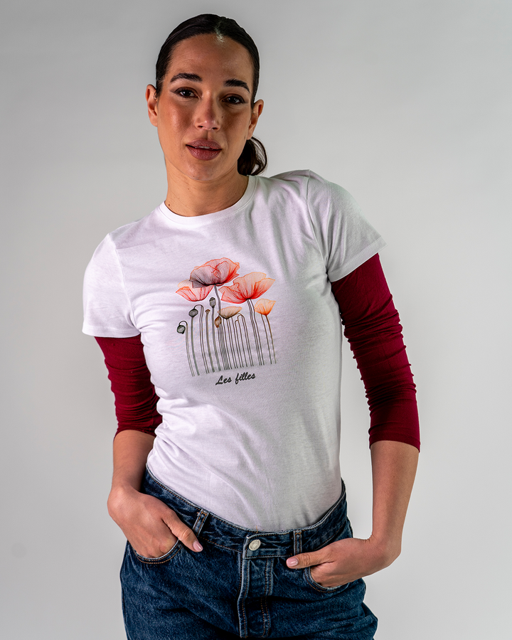 T-Shirt in Cotone Flowers
