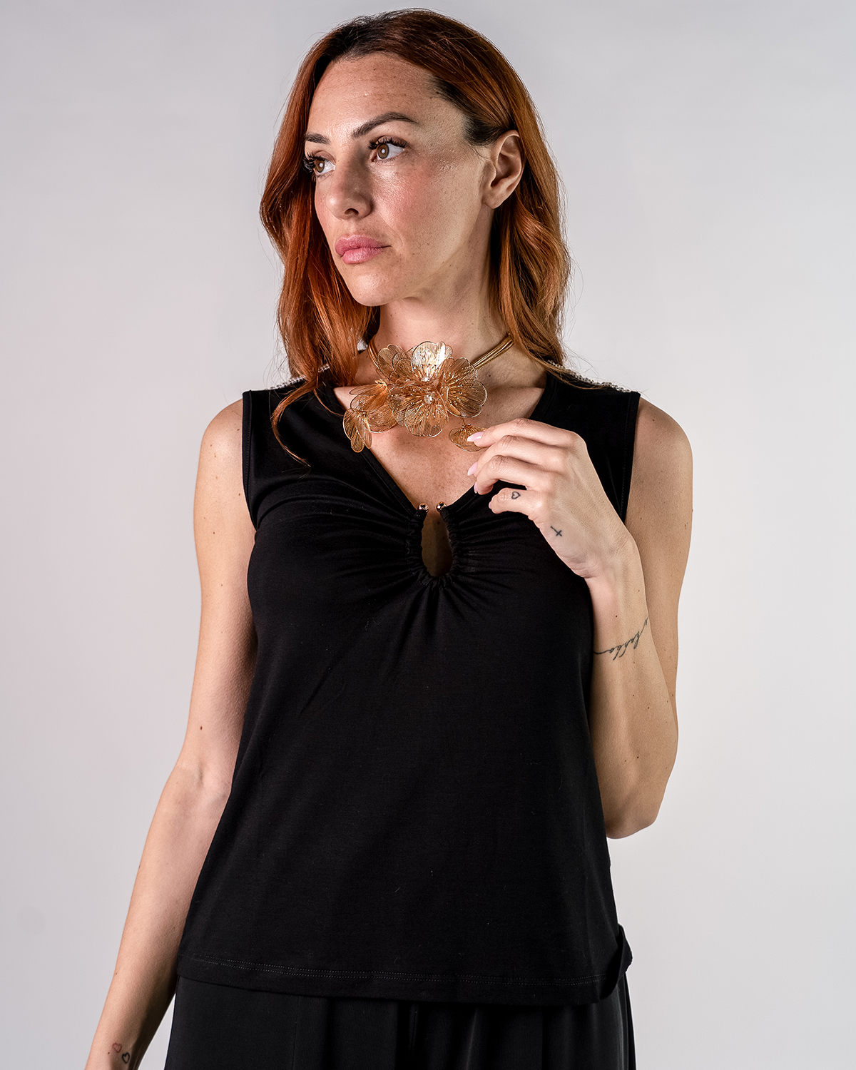 Top Canotta Strass & Perle