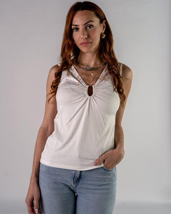 Top Canotta Strass & Perle