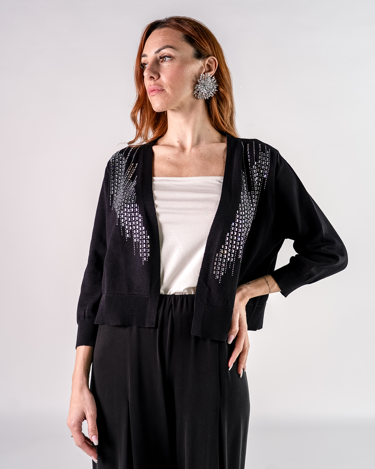 Cardigan Corto con Applicazioni
