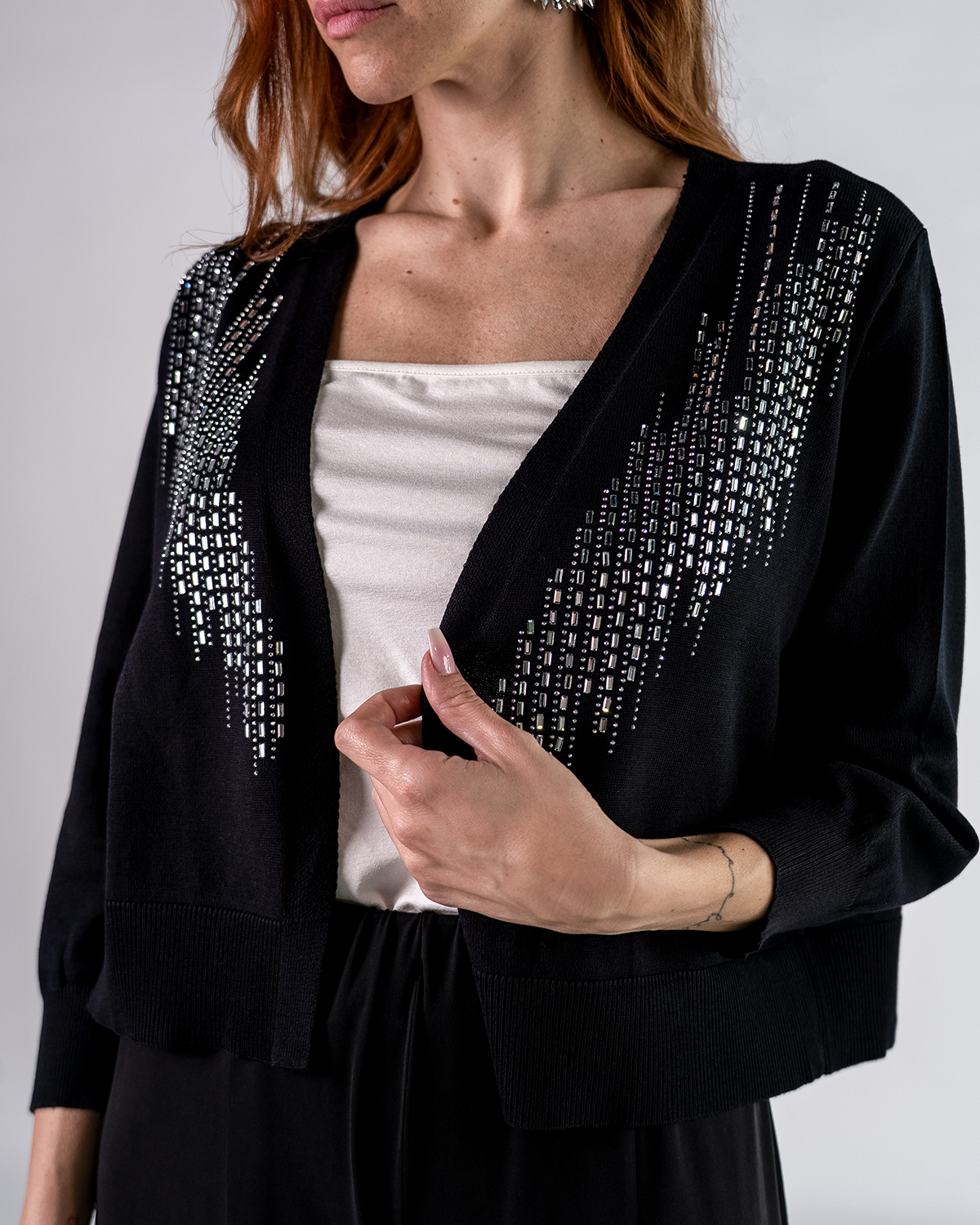 Cardigan Corto con Applicazioni