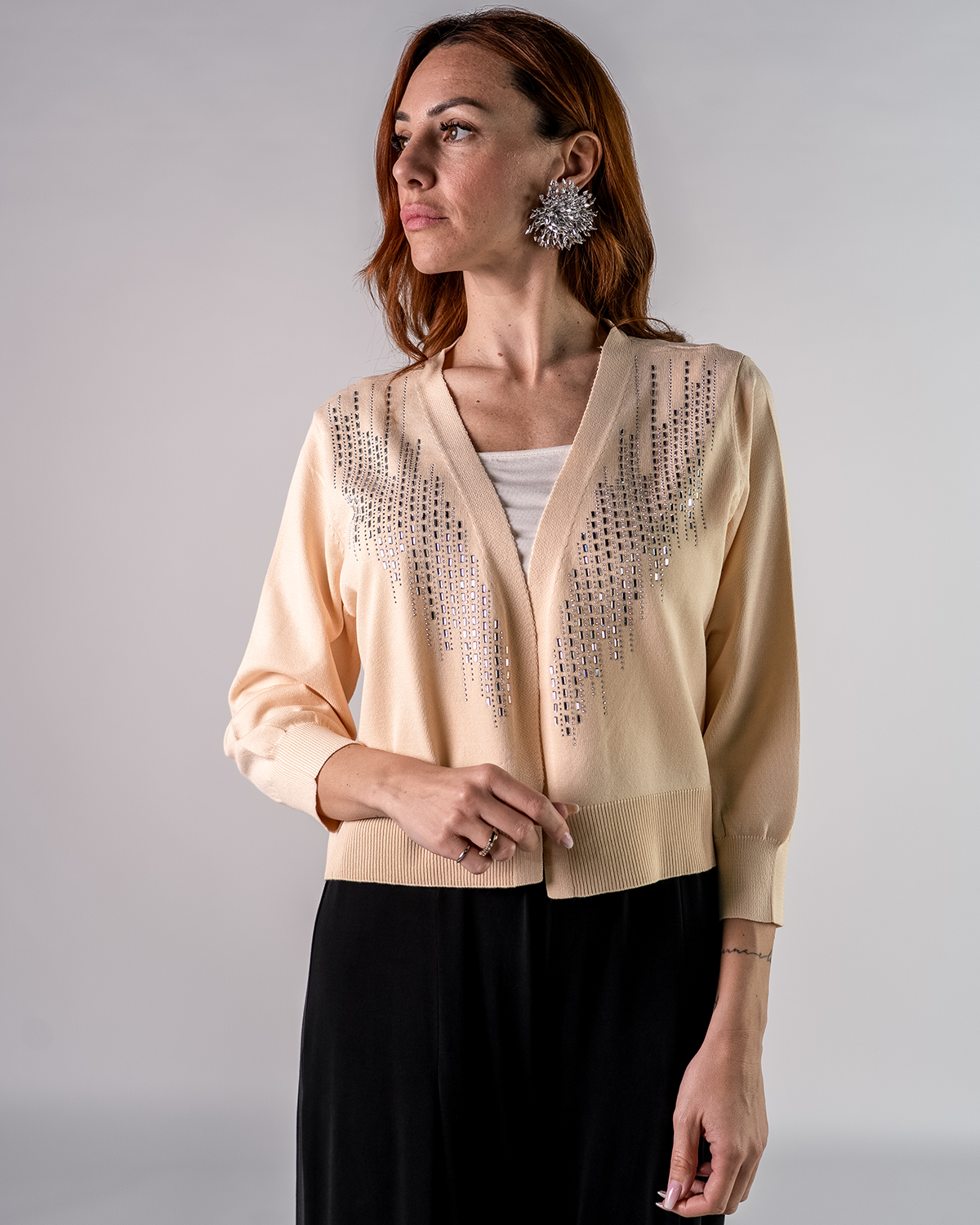 Cardigan Corto con Applicazioni