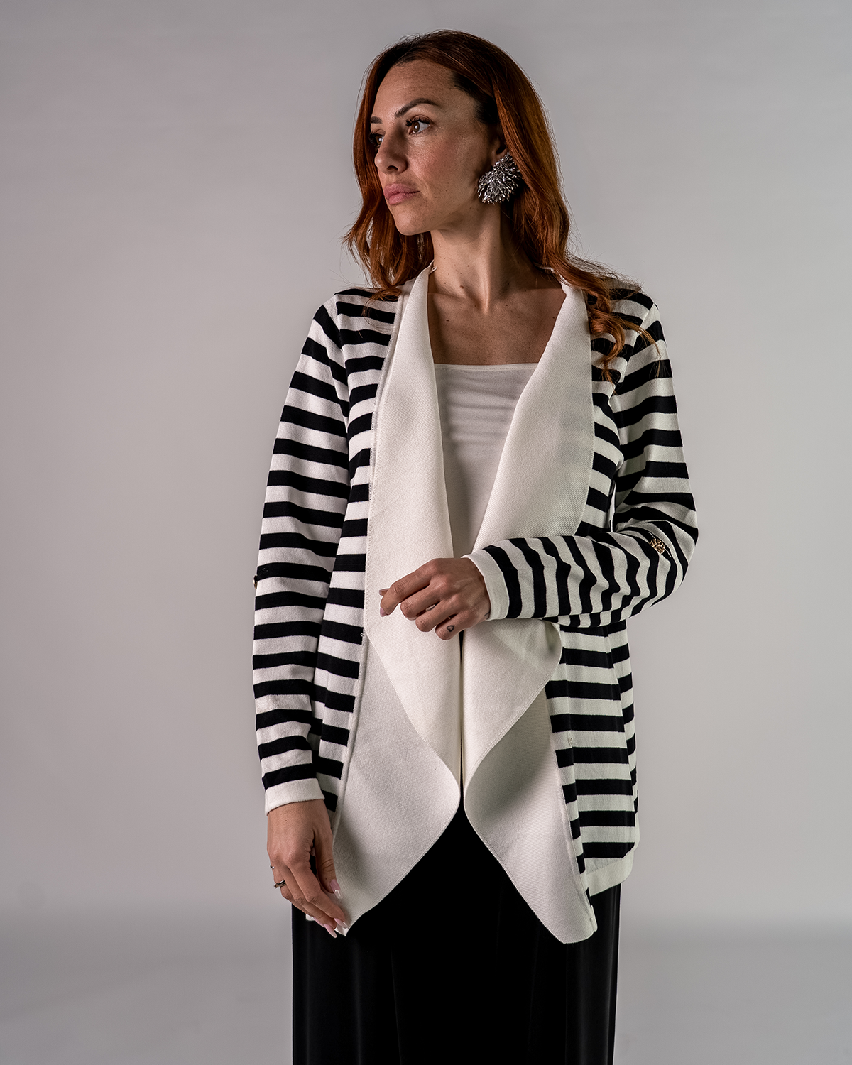 Cardigan in Maglia a Strisce