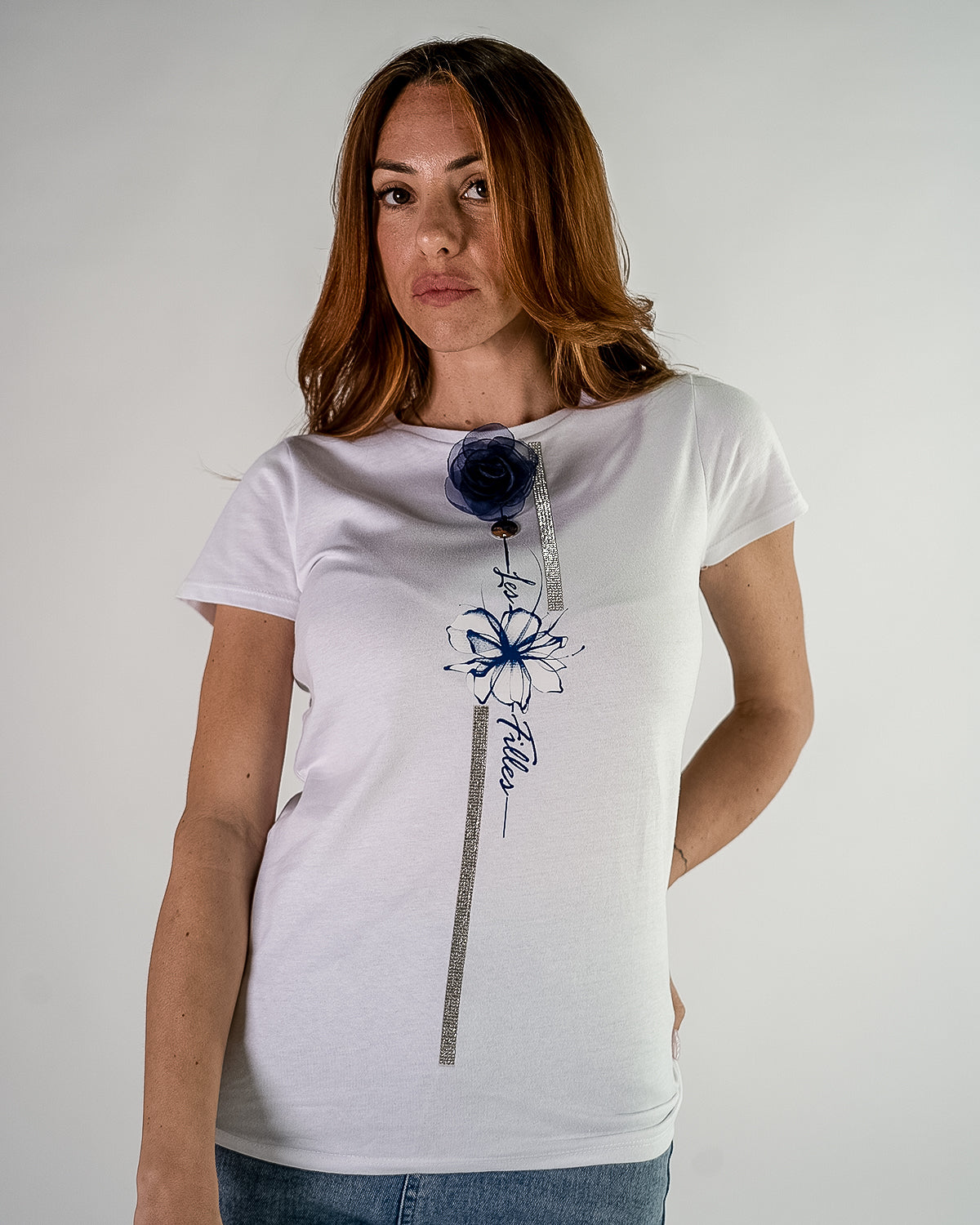 T-shirt Slim Fit Rosa & Strass