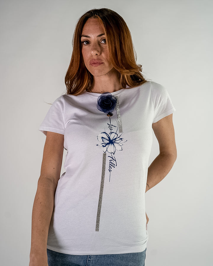 T-shirt Slim Fit Rosa & Strass