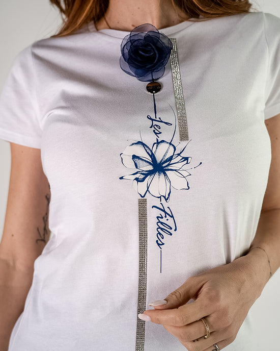 T-shirt Slim Fit Rosa & Strass