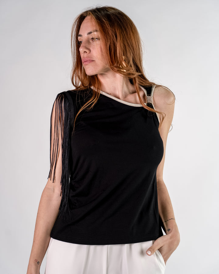 Top Monospalla con frange