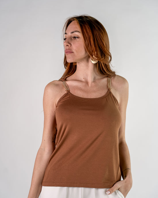Top Bretella Strass