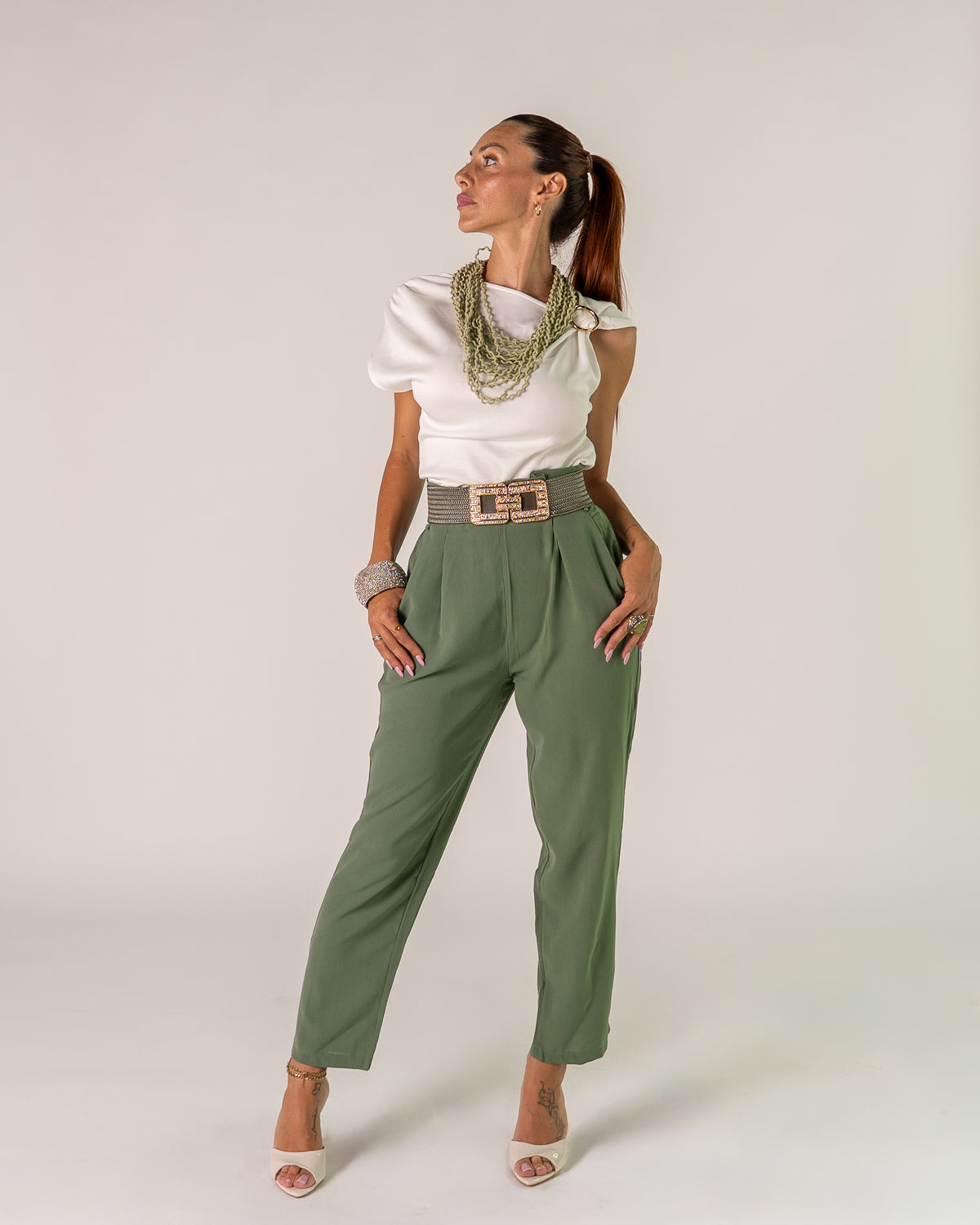 Pantaloni a Vita Alta con Pinces