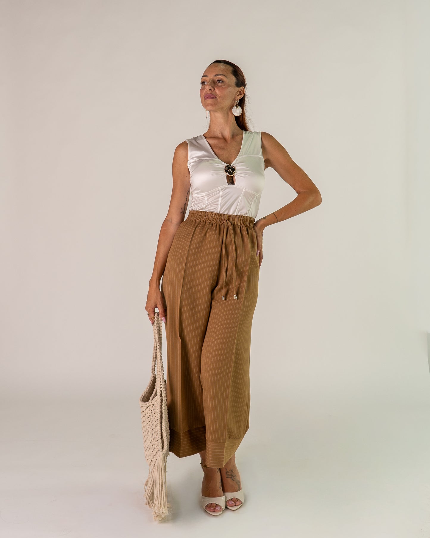 Pantaloni Palazzo Cropped Gessati