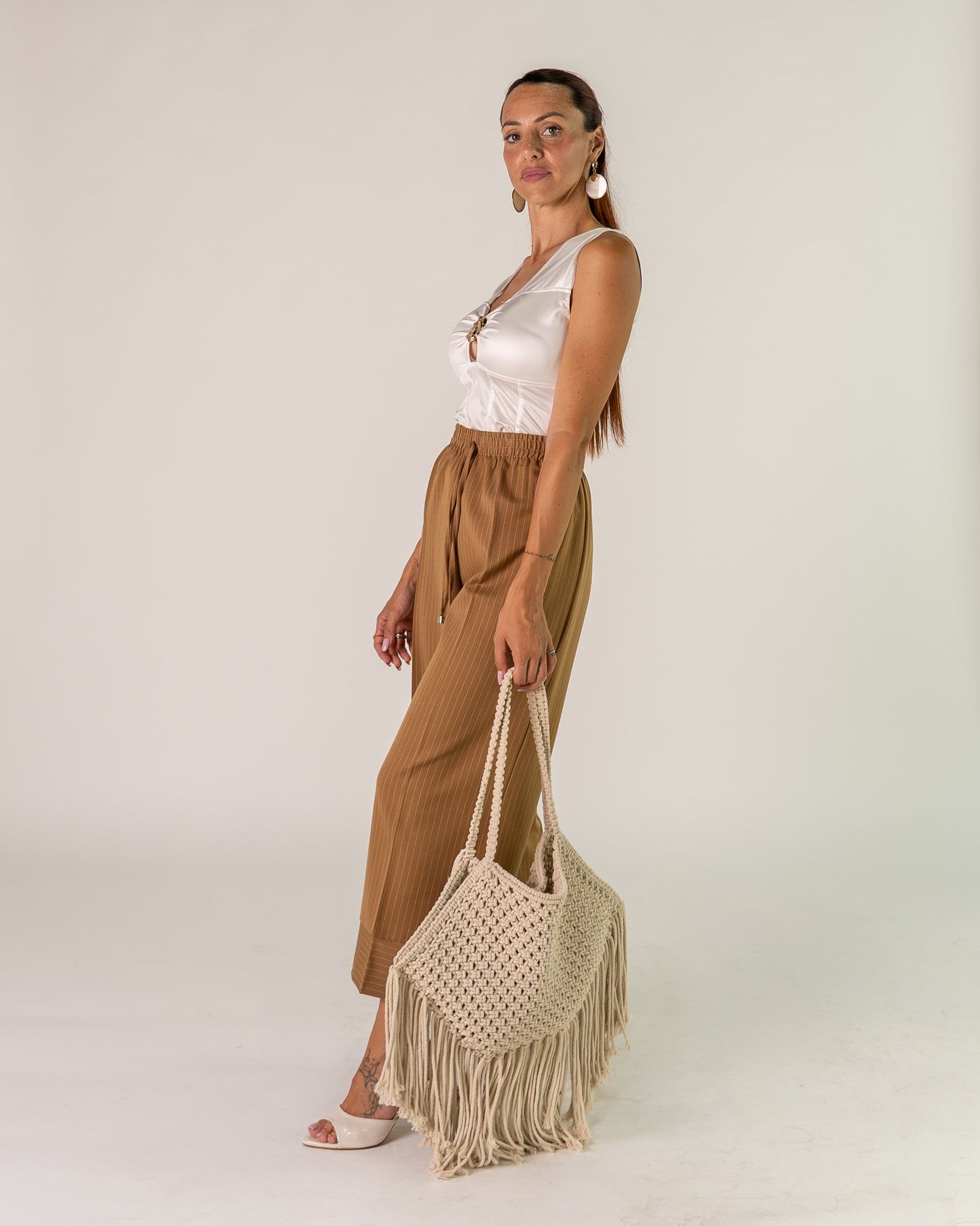 Pantaloni Palazzo Cropped Gessati