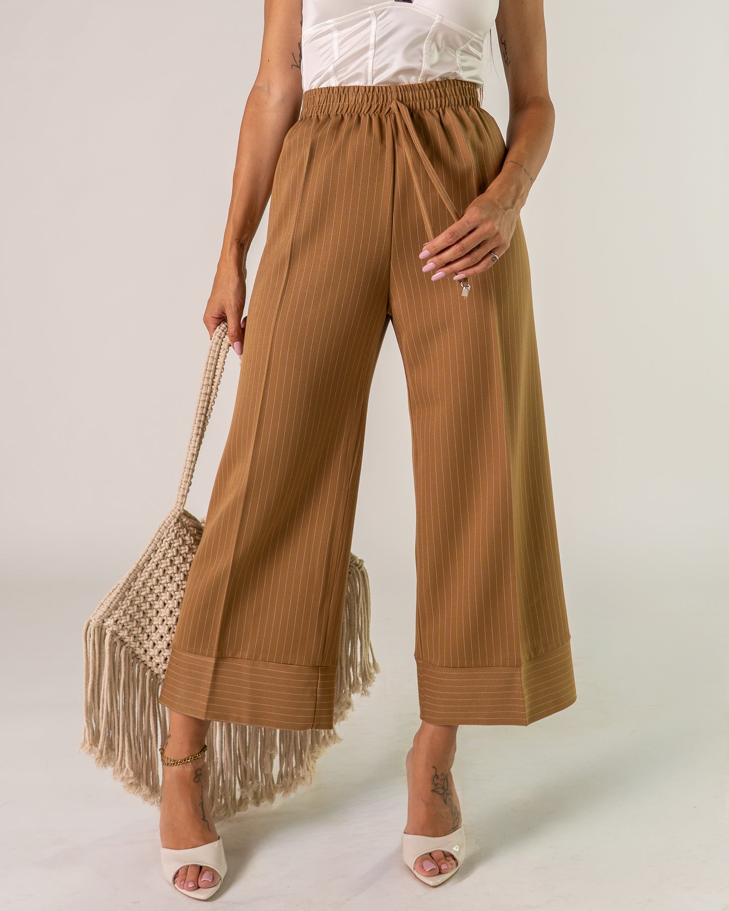 Pantaloni Palazzo Cropped Gessati