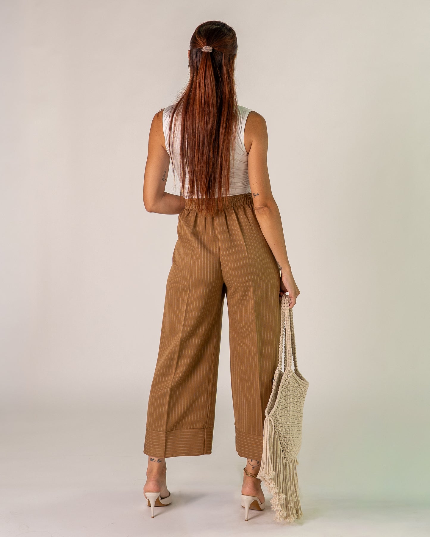 Pantaloni Palazzo Cropped Gessati