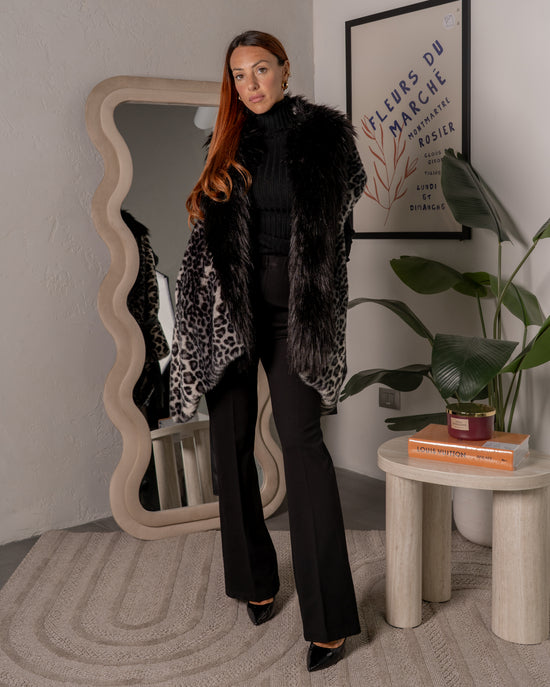 Gilet con pelliccia fantasia animalier