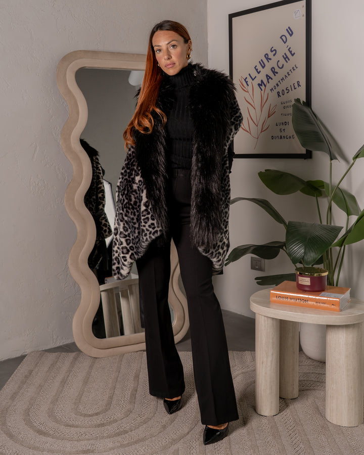 Gilet con pelliccia fantasia animalier