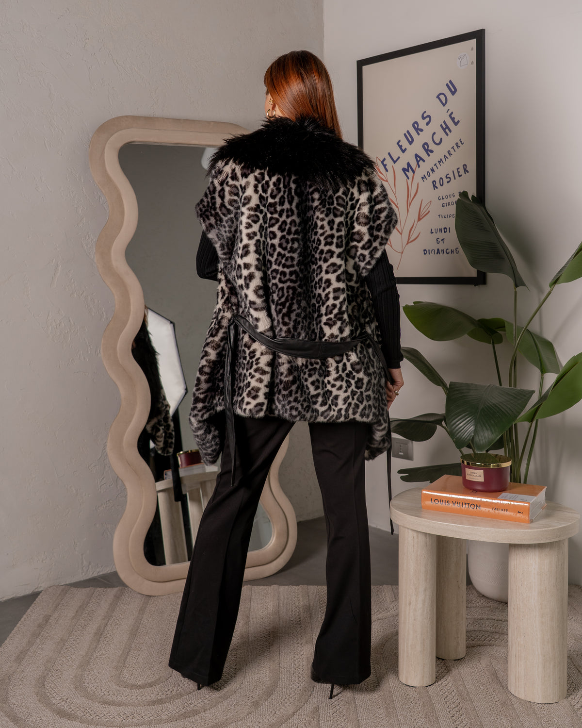 Gilet con pelliccia fantasia animalier