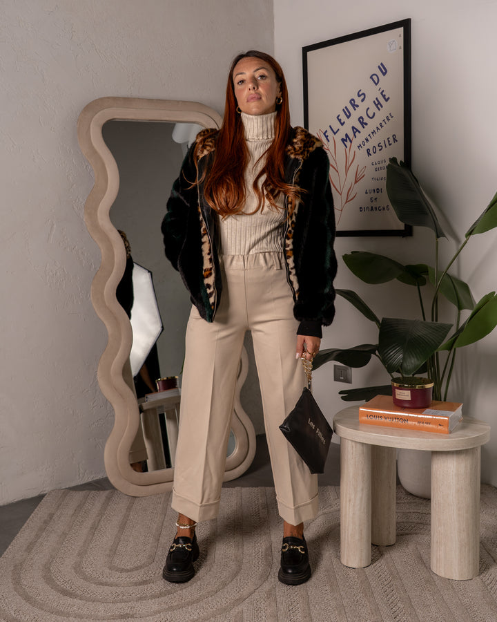 Giubbino in pelliccia fantasia animalier