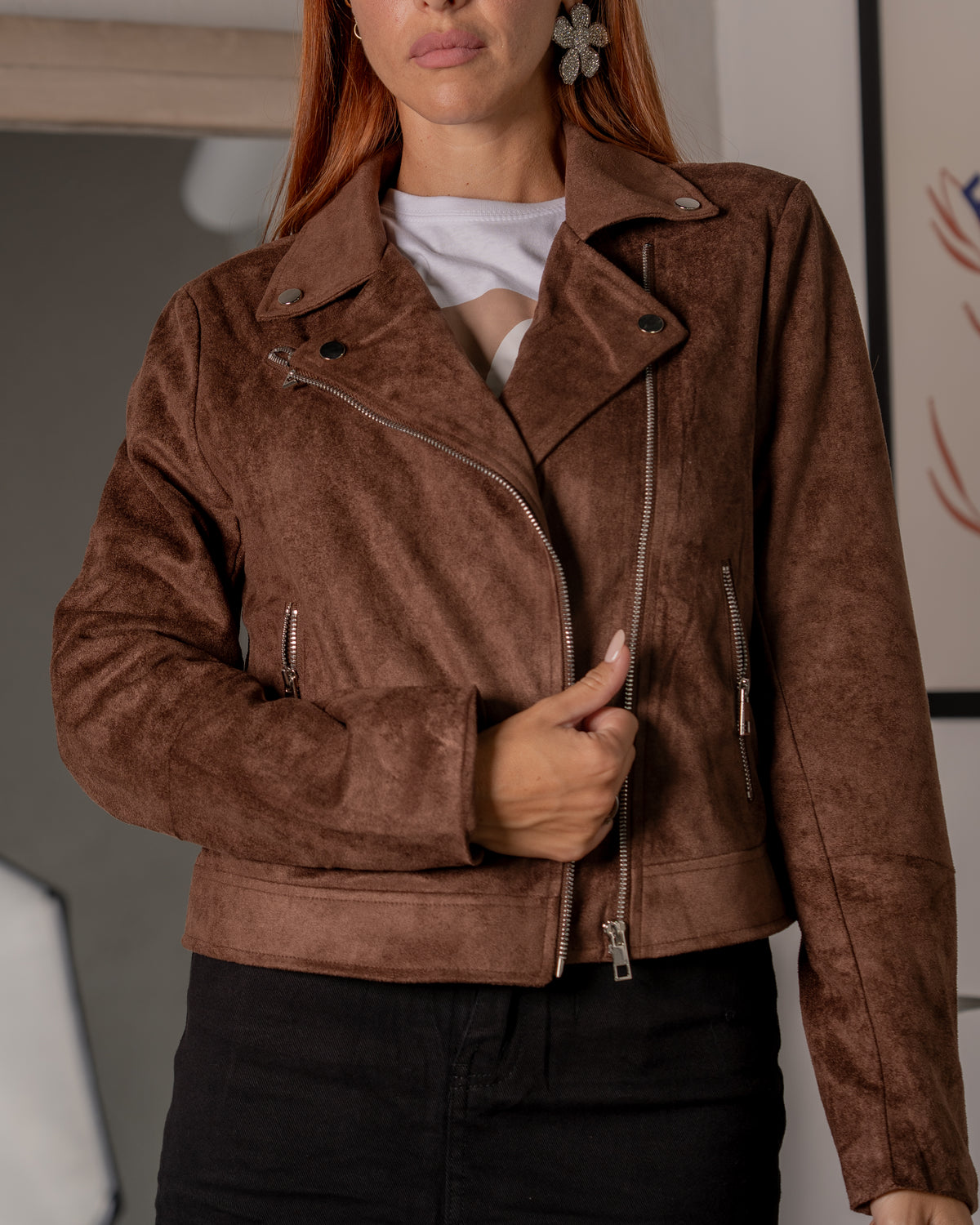 Giubbino modello chiodo in dainetto F/W