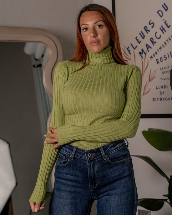 Maglia a costine dolcevita F/W