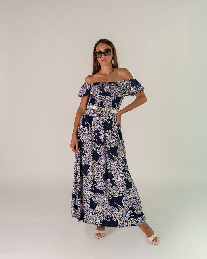 Abito Bardot Blu