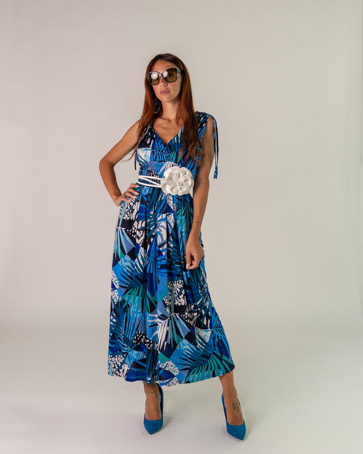 Abito giromanica Jungle Blu