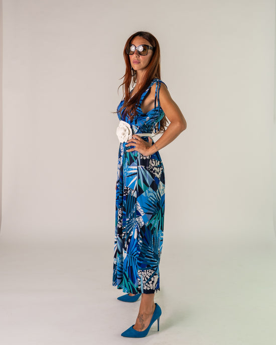 Abito giromanica Jungle Blu