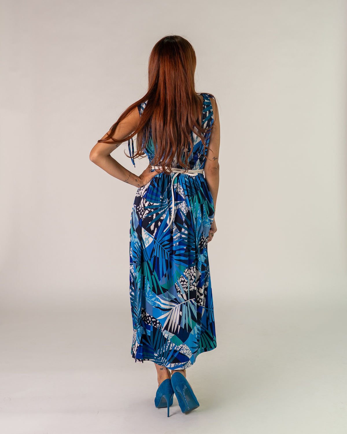 Abito giromanica Jungle Blu