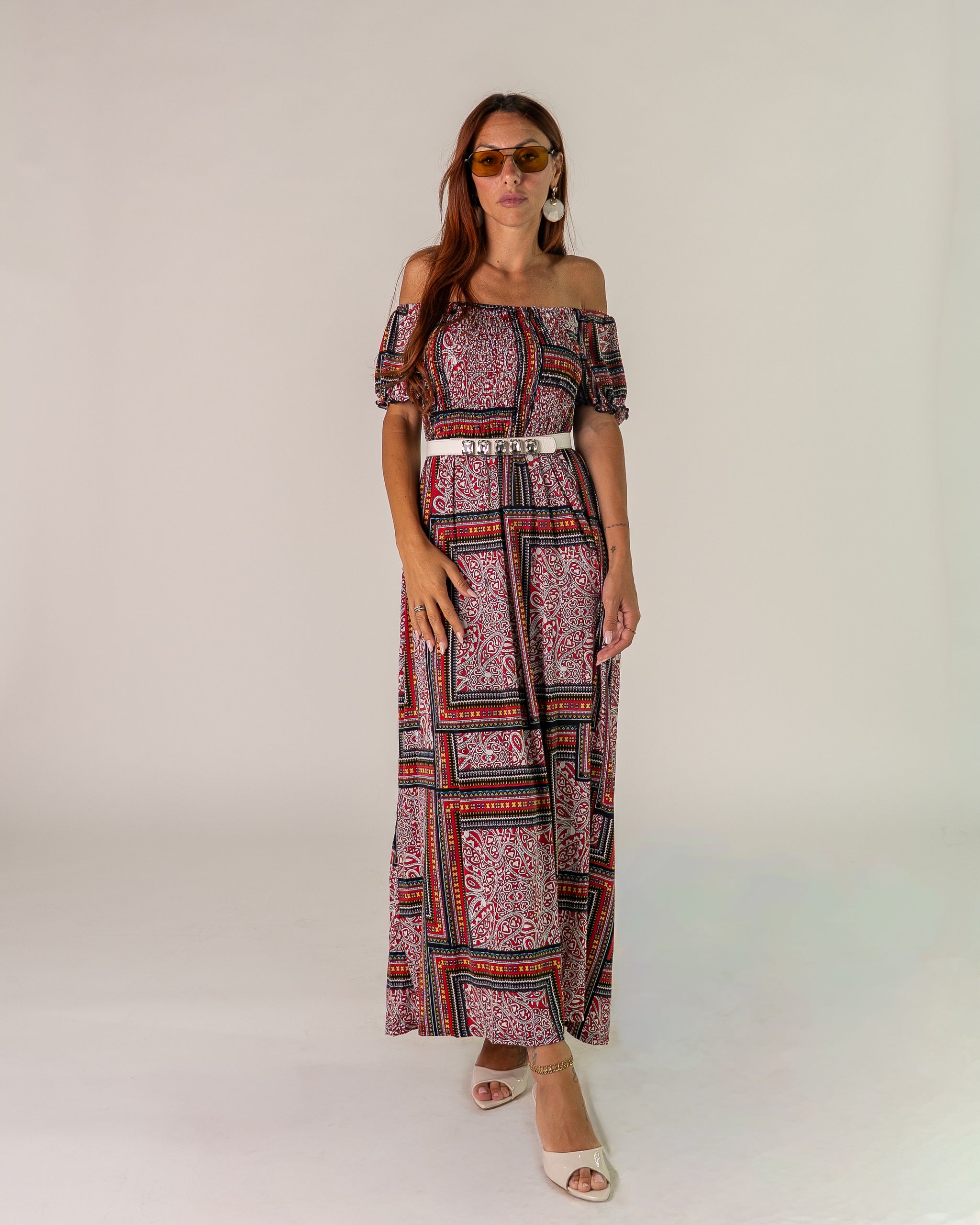 Abito Bardot Boho Rosso