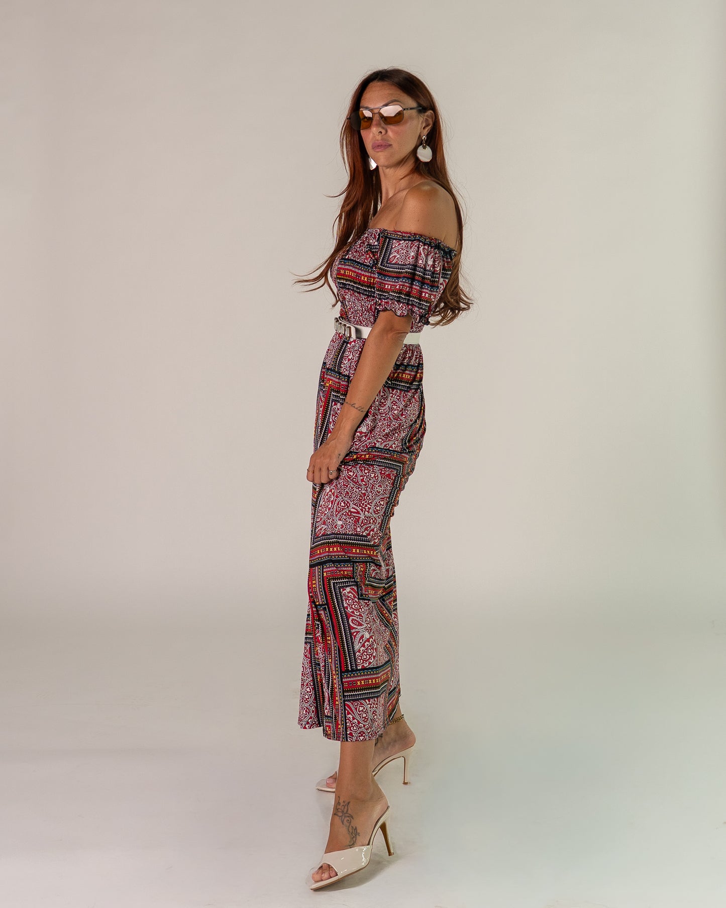 Abito Bardot Boho Rosso