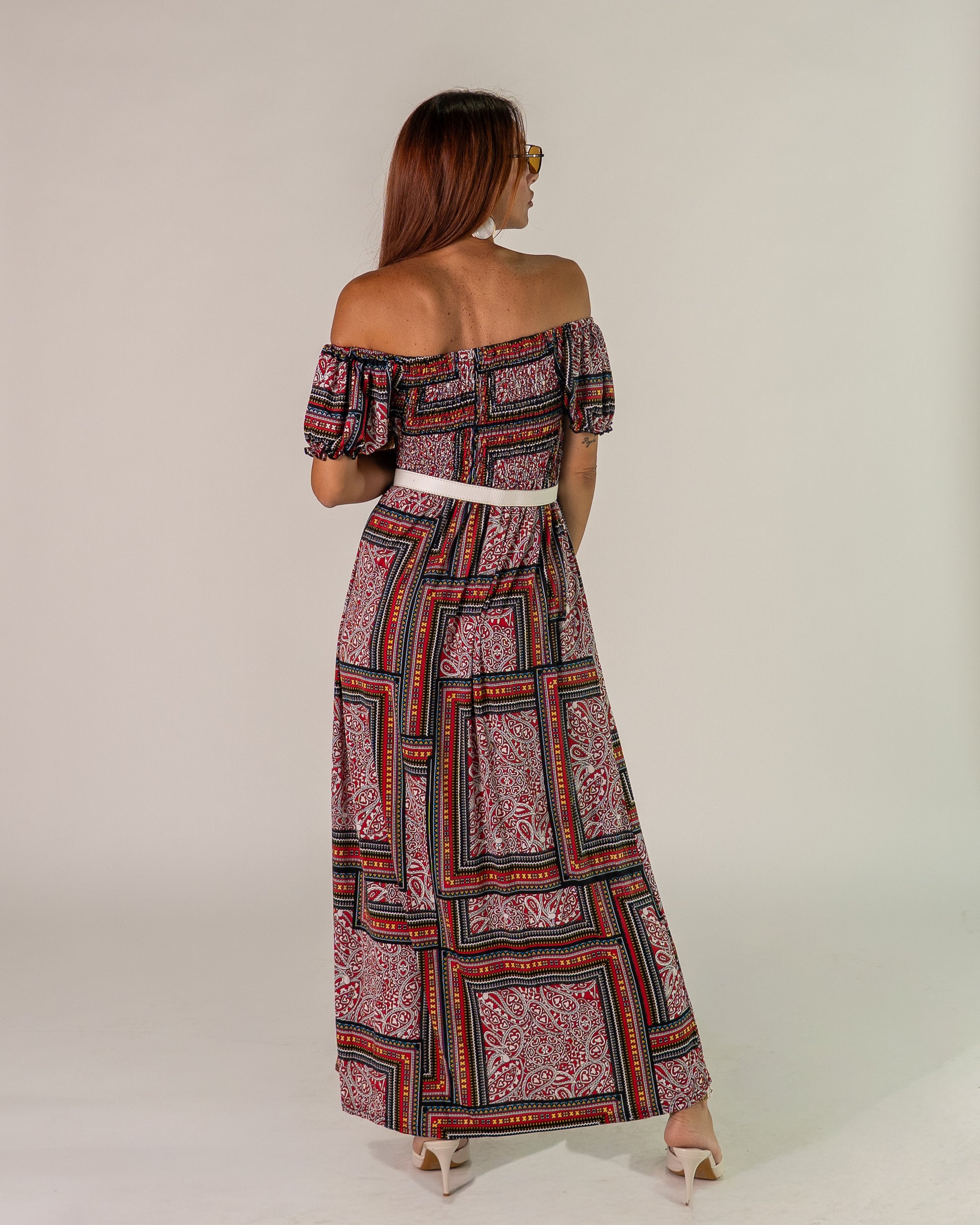 Abito Bardot Boho Rosso