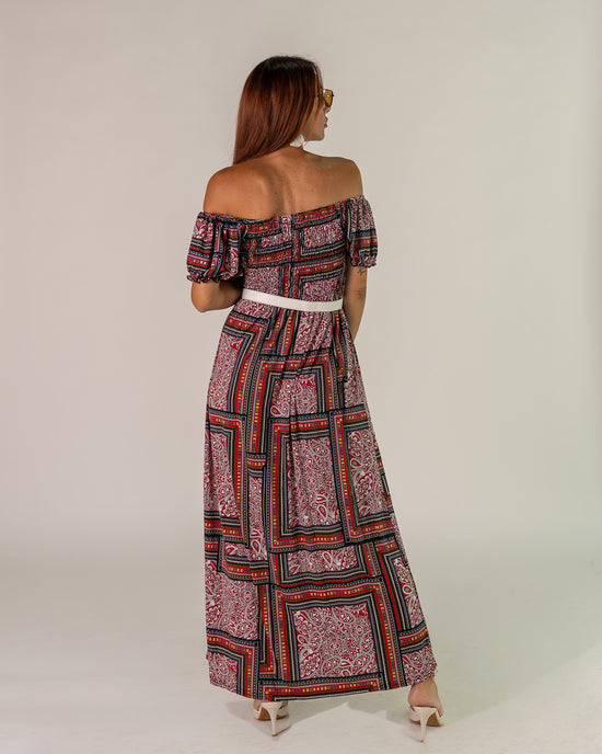 Abito Bardot Boho Rosso
