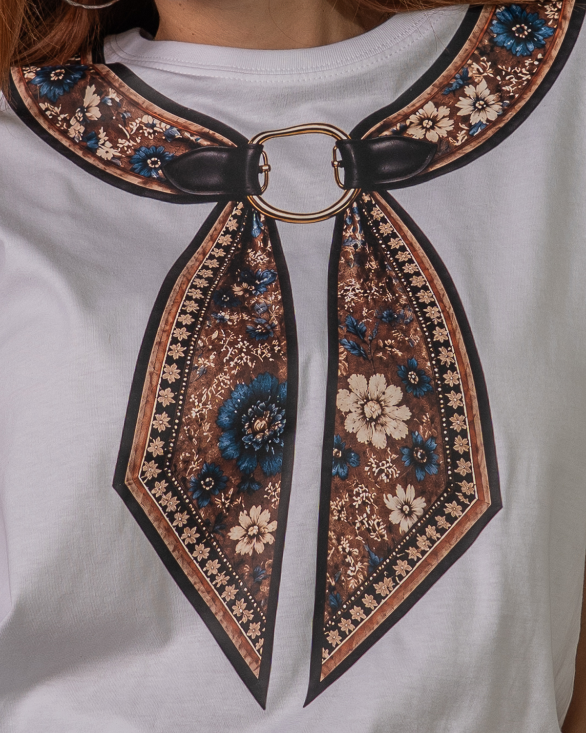 T-shirt con Foulard Trompe-L'œil