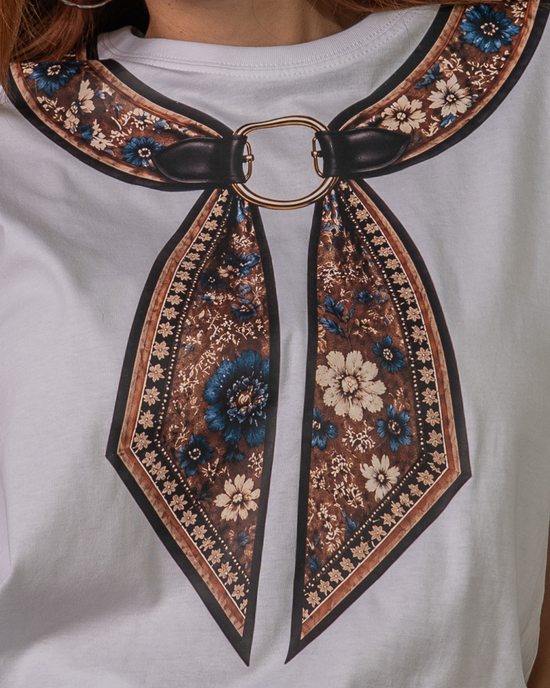 T-shirt con Foulard Trompe-L'œil