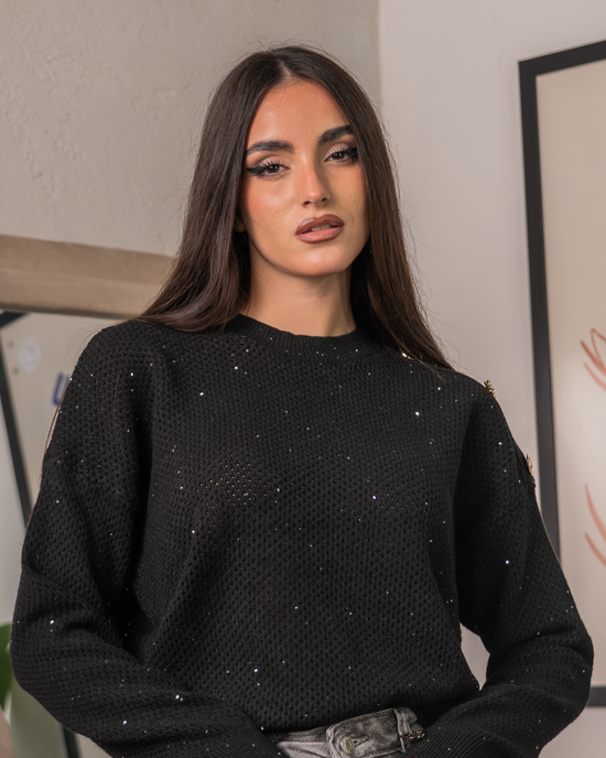 Maglione Chic con Bottoni Decorativi