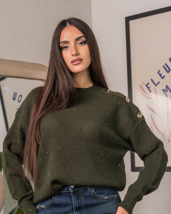 Maglione Chic con Bottoni Decorativi